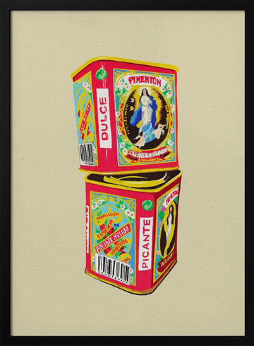 Spanish Paprika Cans | Poster - Black Metal Frame Interior