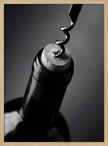 Opening Wine Bottle | Poster - Wood Frame Interior