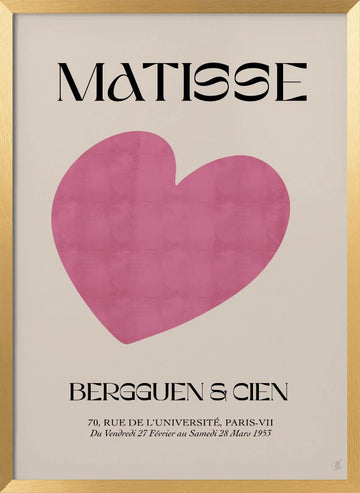 Minimal Pink Heart | Poster - Gold Frame Interior