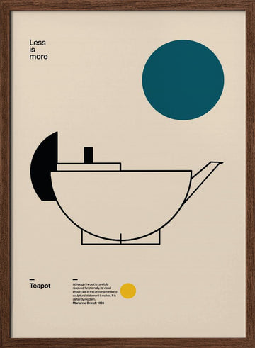Sleek Bauhaus Teapot | Poster - Walnut Frame Interior