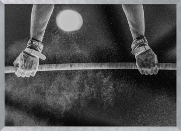Chalked Hands on Bar | Poster - Silver Frame Interior