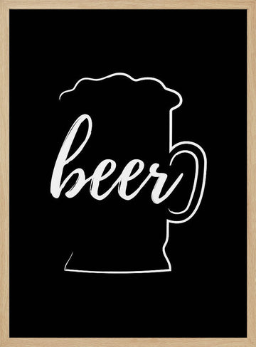 Beer Mug Calligraphy | Poster - Wood Frame Interior