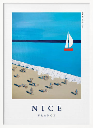Nice Beach Day Sailboat | Poster - White Frame Interior