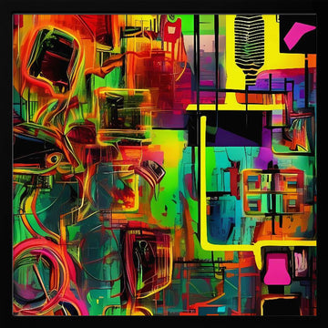 Vibrant Abstract Geometry | Poster - Black Metal Frame Interior