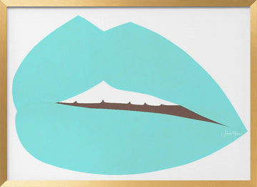 Teal Pop Lips | Poster - Gold Frame Interior