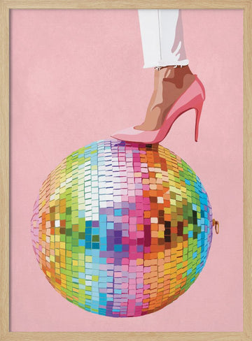 Pink Heel Disco Style | Poster - Wood Frame Interior