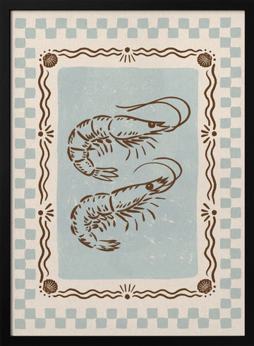 Rustic Shrimp Duo | Poster - Black Metal Frame Interior