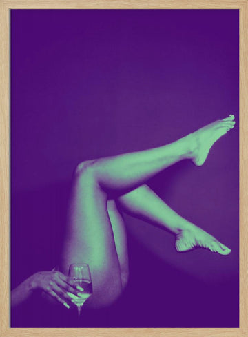 Sensual Legs With Wine | Poster - Wood Frame Interior