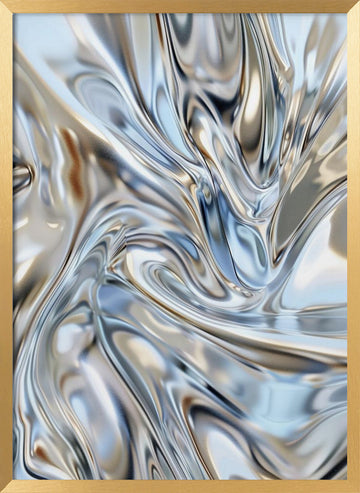 Liquid Silver Flow | Poster - Gold Frame Interior