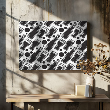 Monochrome Beer Pattern | Canvas - Room Interior 2