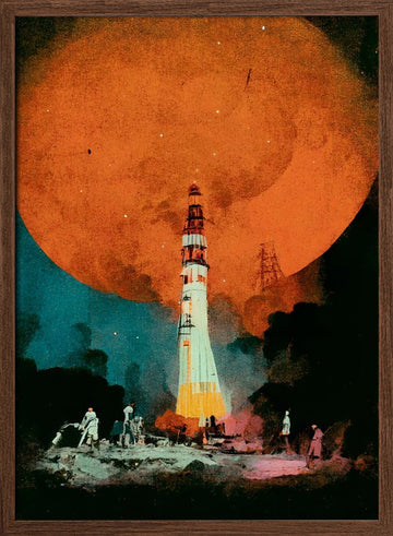 Lunar Launch | Poster - Walnut Frame Interior
