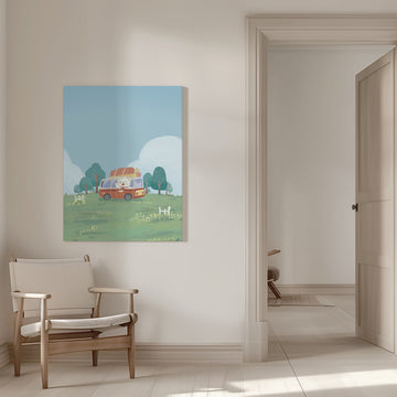 Happy Camper Bear | Canvas - Room Interior 1