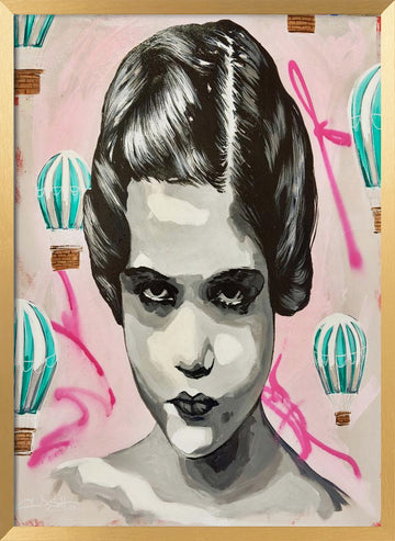 Urban Girl Pink Balloons | Poster - Gold Frame Interior