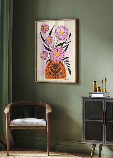 Vibrant Folk Floral Vase | Poster - Room Interior 2