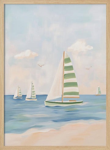 Summer Sailboat Serenity | Poster - Wood Frame Interior