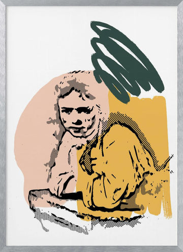Pensive Woman Portrait | Poster - Silver Frame Interior