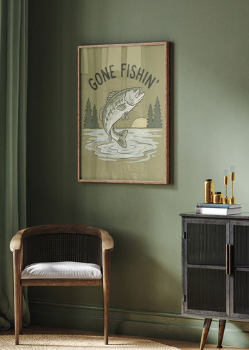 Gone Fishin Bass Lake | Poster - Room Interior 2