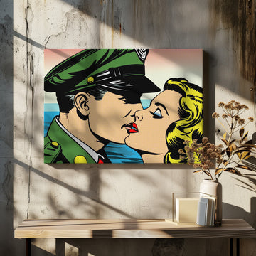 Pop Art Soldier Kiss | Canvas - Room Interior 2