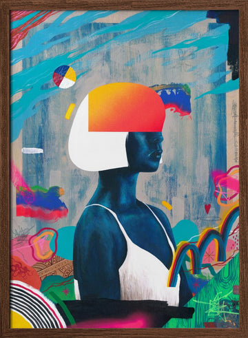 Vibrant Abstract Woman | Poster - Walnut Frame Interior