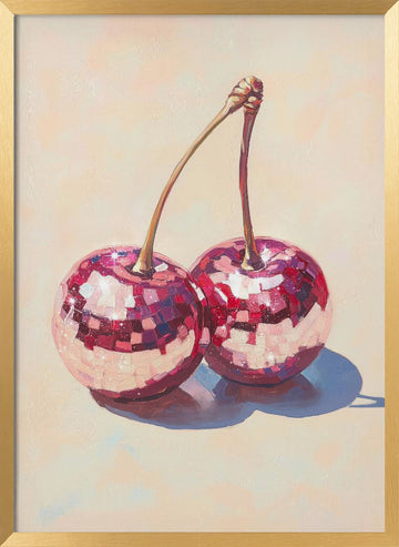 Disco Cherries | Poster - Gold Frame Interior