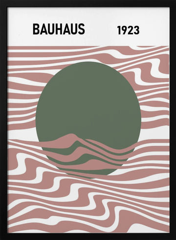Modern Bauhaus Wave Circle | Poster - Black Metal Frame Interior