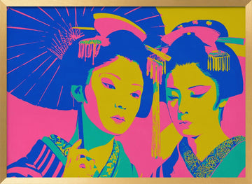 Vibrant Japanese Geishas | Poster - Gold Frame Interior