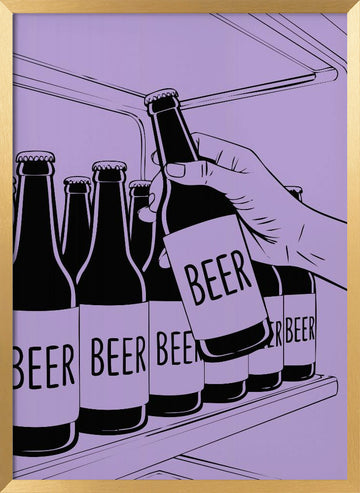 Grabbing Cold Beer | Poster - Gold Frame Interior