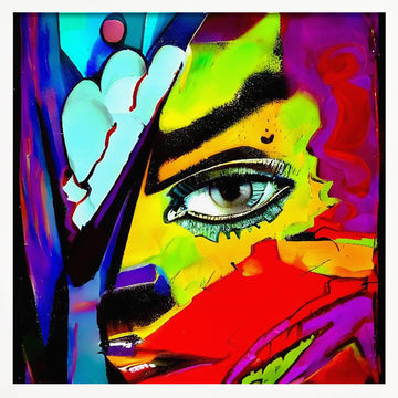 Vibrant Abstract Face | Poster - White Frame Interior