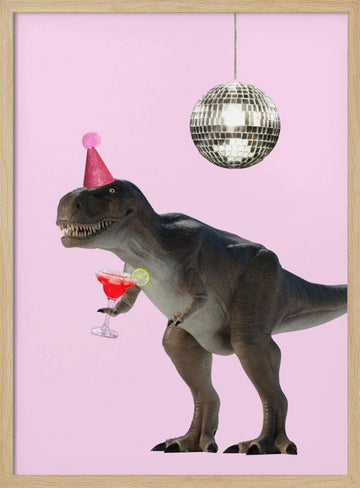 Dino's Disco Bash | Poster - Wood Frame Interior
