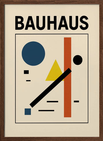Bauhaus Geometric Abstract | Poster - Walnut Frame Interior