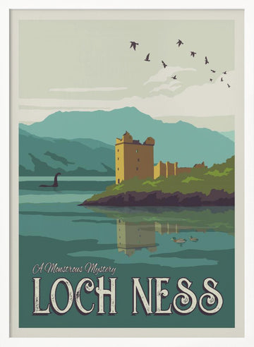Loch Ness Monster Castle | Poster - White Frame Interior