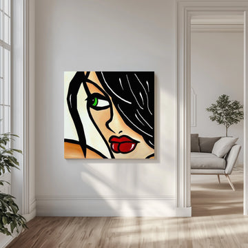 Bold Green Gaze | Canvas - Room Interior 1