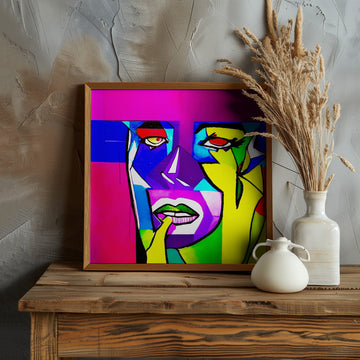 Vibrant Cubist Portrait | Poster - Room Interior 1