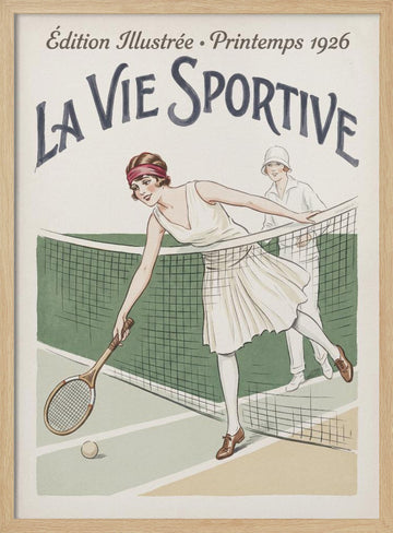 1920s Tennis Fashion | Poster - Wood Frame Interior