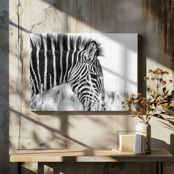 Monochrome Zebra Grace | Canvas - Room Interior 2