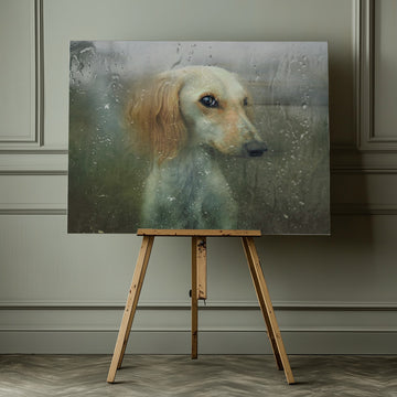 Pensive Dog Rainy Window | Canvas - Room Interior 1