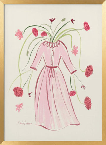 Blooming Pink Dress | Poster - Gold Frame Interior