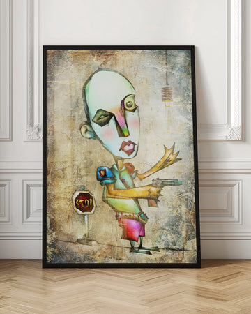 Surreal Stop Sign Figure | Poster - Room Interior 1