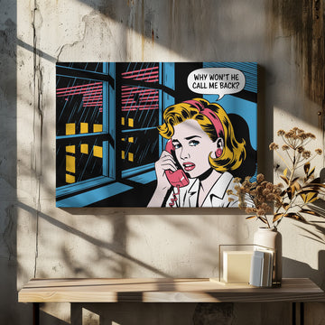 Worried Woman On Phone | Canvas - Room Interior 2