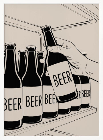 Grabbing a Cold Beer | Poster - White Frame Interior