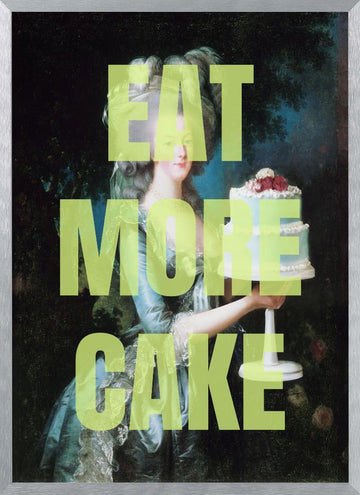 Eat More Cake Portrait | Poster - Silver Frame Interior
