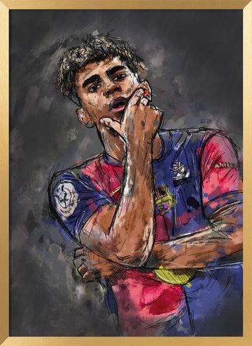 Thoughtful Soccer Player | Poster - Gold Frame Interior