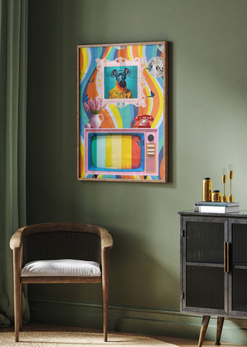 Groovy Dog Pink TV | Poster - Room Interior 2