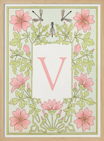 Elegant V Botanical Bloom | Poster - Wood Frame Interior