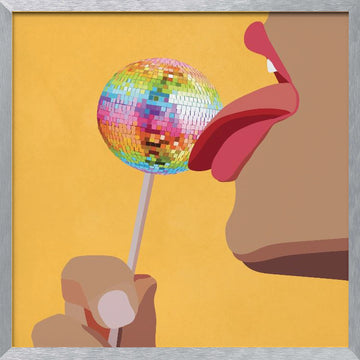 Licking Disco Lollipop | Poster - Silver Frame Interior