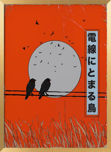 Orange Sky Birds | Poster - Gold Frame Interior