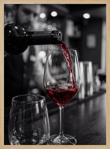 Red Wine Bar Pour | Poster - Wood Frame Interior
