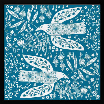 Peaceful Floral Flight | Poster - Black Metal Frame Interior