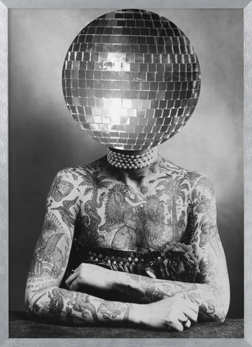 Tattooed Disco Figure | Poster - Silver Frame Interior