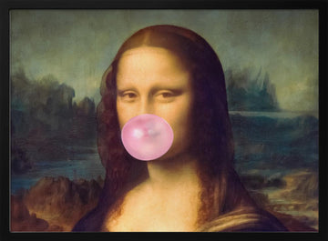 Mona Lisa Bubble Gum | Poster - Black Metal Frame Interior